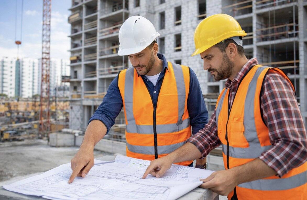 Equipa de coordenação acompanhando obra